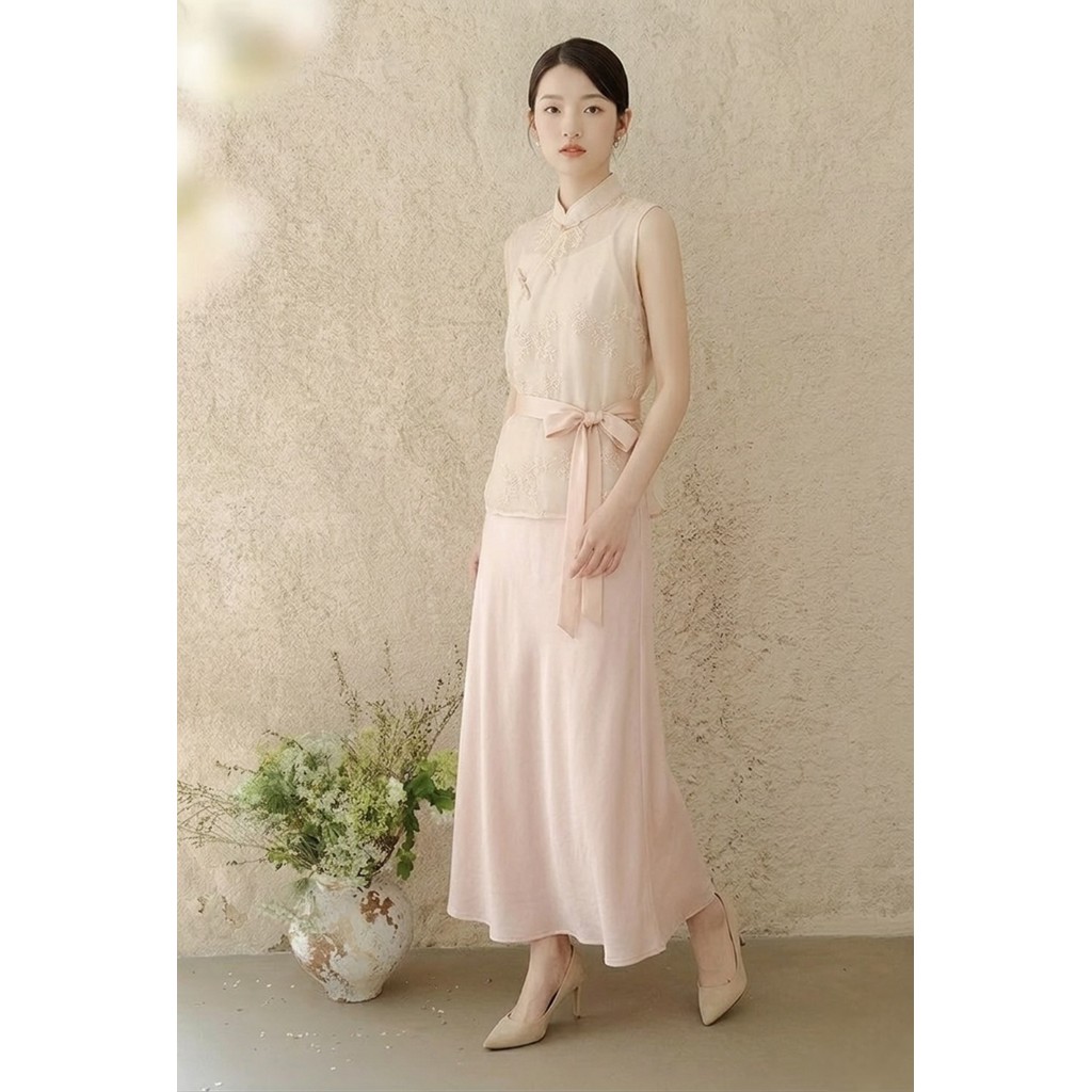 Laudofficial Verra Qipao Set /Premium Dress Qipao Wanita Satu Set Outer Bordir + Inner Dress
