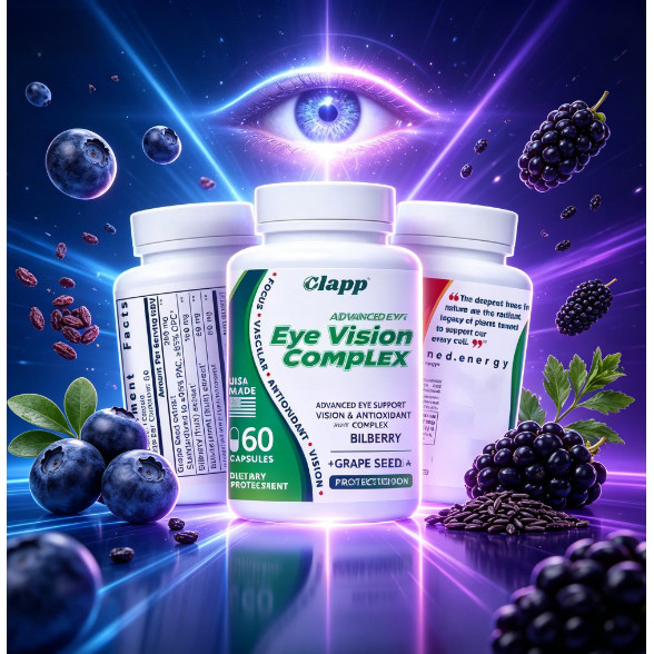 Clapp Eye Vision Complex 60 Capsules - Bilberry + Grape Seed + Black Currant | Vision & Antioxidant 