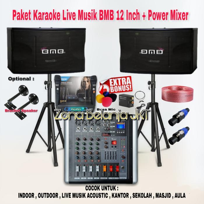PAKET SOUND SYSTEM KARAOKE BMB 12 INCH + POWER MIXER ( SET 1 )
