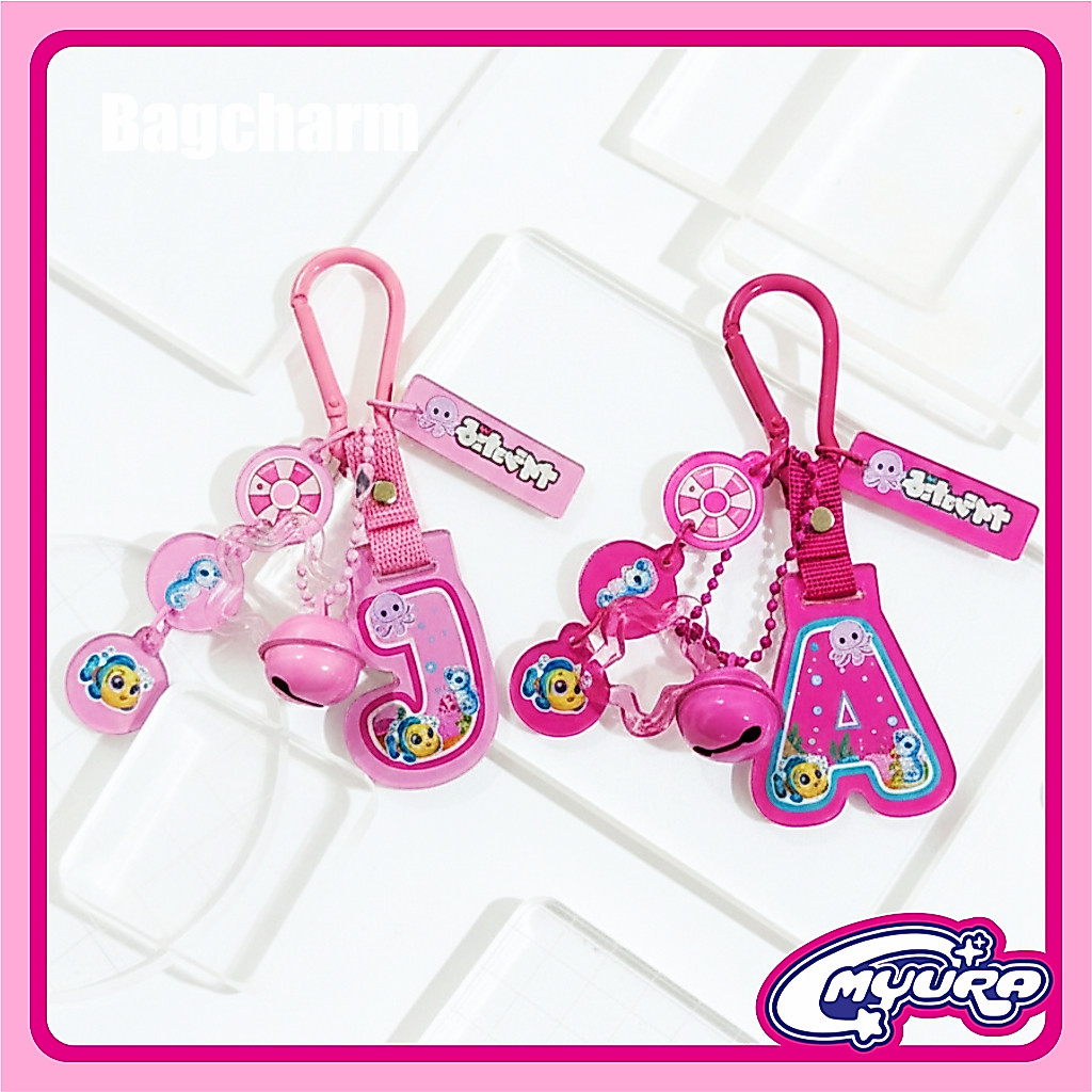 Alphabet Bag Charm Inisial Cute Keychain Korean Style Gantungan Tas Huruf Aesthetic |warna Fuschia