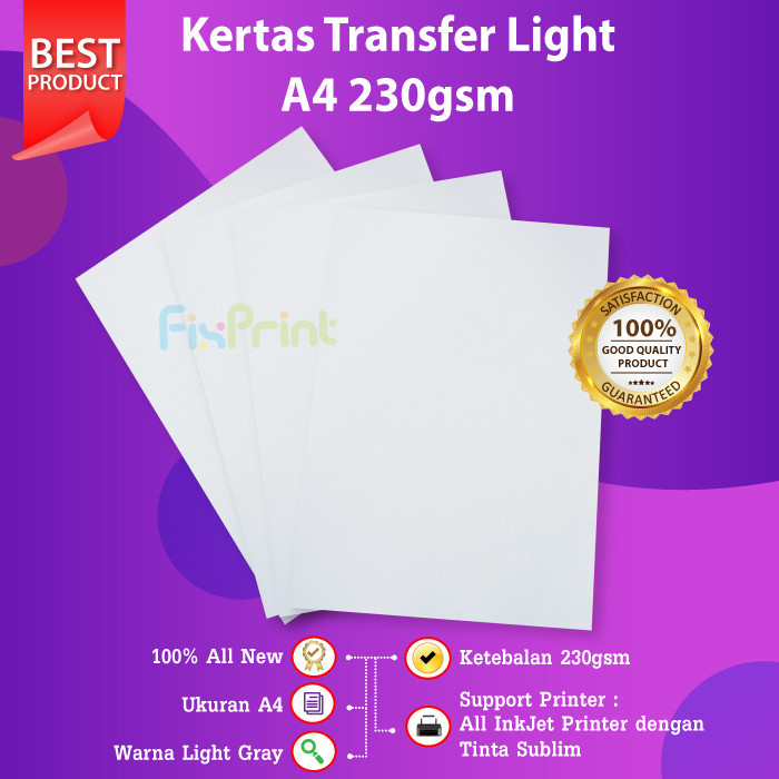 FixPrint Kertas A4 Xantri Paper Sublim Light 230gsm Transfer Light Gray Kertas Light A4 230 gsm 1 lm