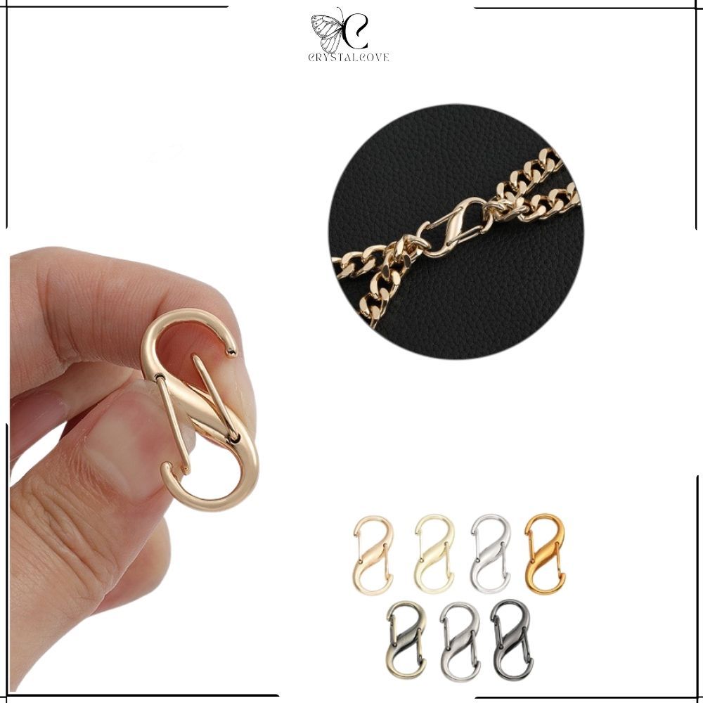 CC - S-HOOK PENGAIT RANTAI MINI DUAL CARABINER LOGAM TEBAL BERPEGAS JEPIT SAMBUNGAN TALI TAS GANTUNG