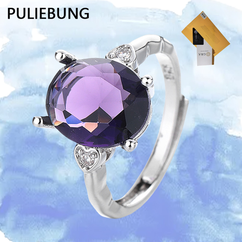 PULIEBUNG - Cincin Moissanite Ungu Retro Fashion Elegan
