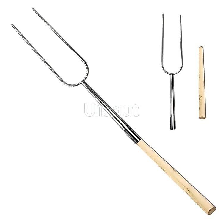 Terbaru Big meat fork Extendable Roasting Sticks Stainless Steel BBQ Smores Skewers duck BBQ meat fo