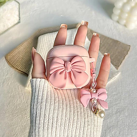 Case Baseus E3 Motif Pita Pink Cute Pelindung Earphone Baseus E3 Dengan Bandul Aesthetic