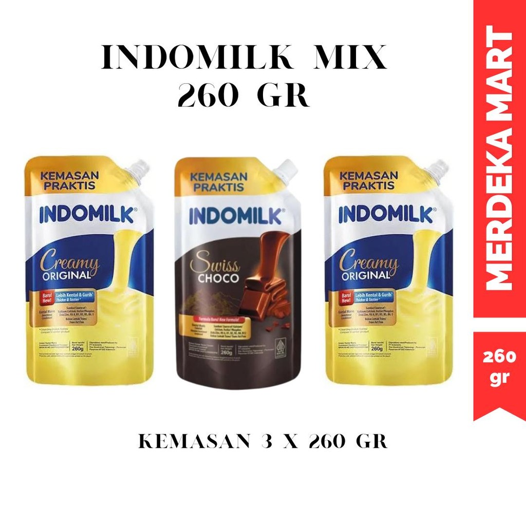 

(3 PCS) SUSU INDOMILK KENTAL MANIS KEMASAN 260 GR ALL VARIAN