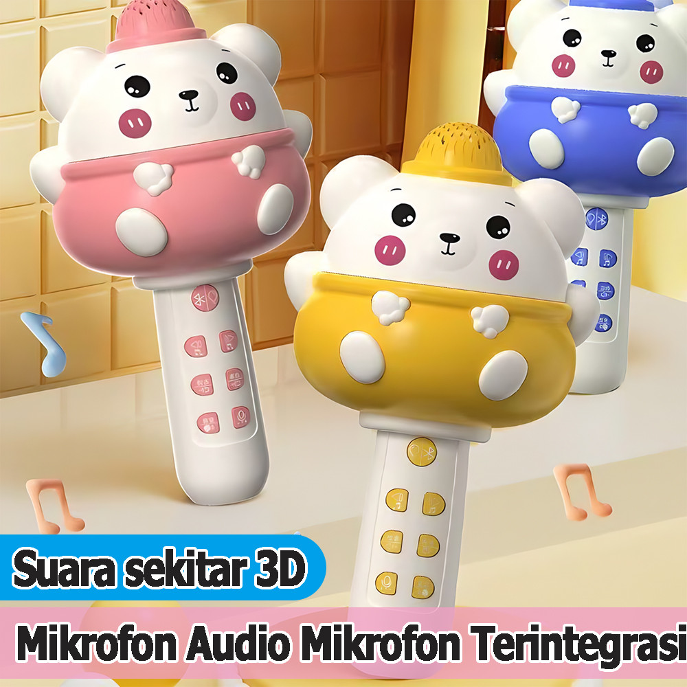 Mainan Mikrofon Kartun Nyanyi Anak-anak Multifungsi Mikrofon Anak Bluetooth Wireless Speaker