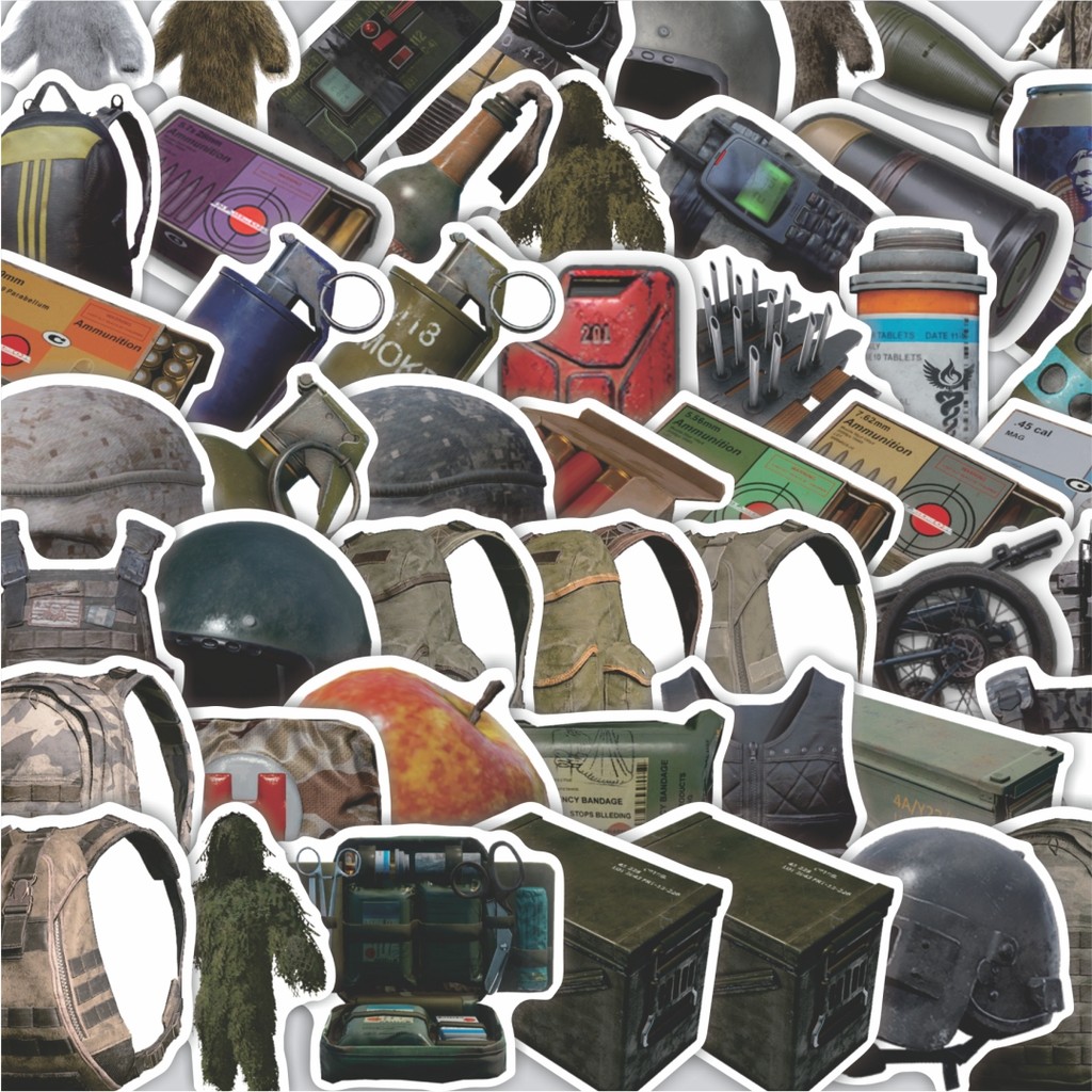 

Stiker Cutting Pack Stiker Game PUBG EQUIPMENT Isi 100Pcs Series Aesthetic Lucu Keren Untuk Koper Bahan Vynil