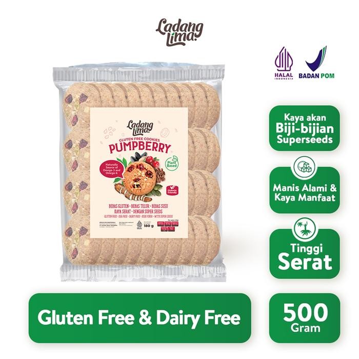 

PROMO! Pumpberry 500g - Ladang Lima Cookies Gluten Free Food Healthy Snack Bebas Susu Cemilan Kering Manis With Protein - Single