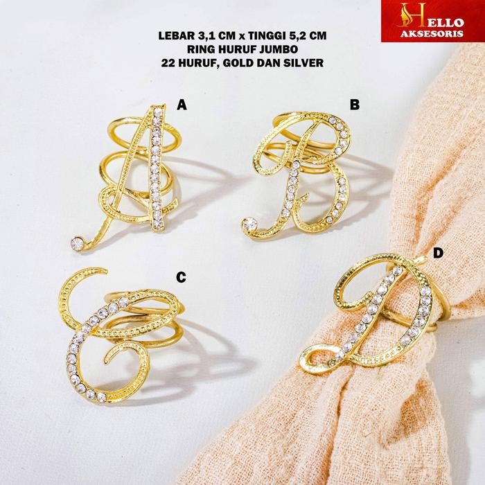Bros / Ring / Scraft Huruf Jumbo Latin / Hijab / Syal / Muslim / Kerudung - GOLD, A