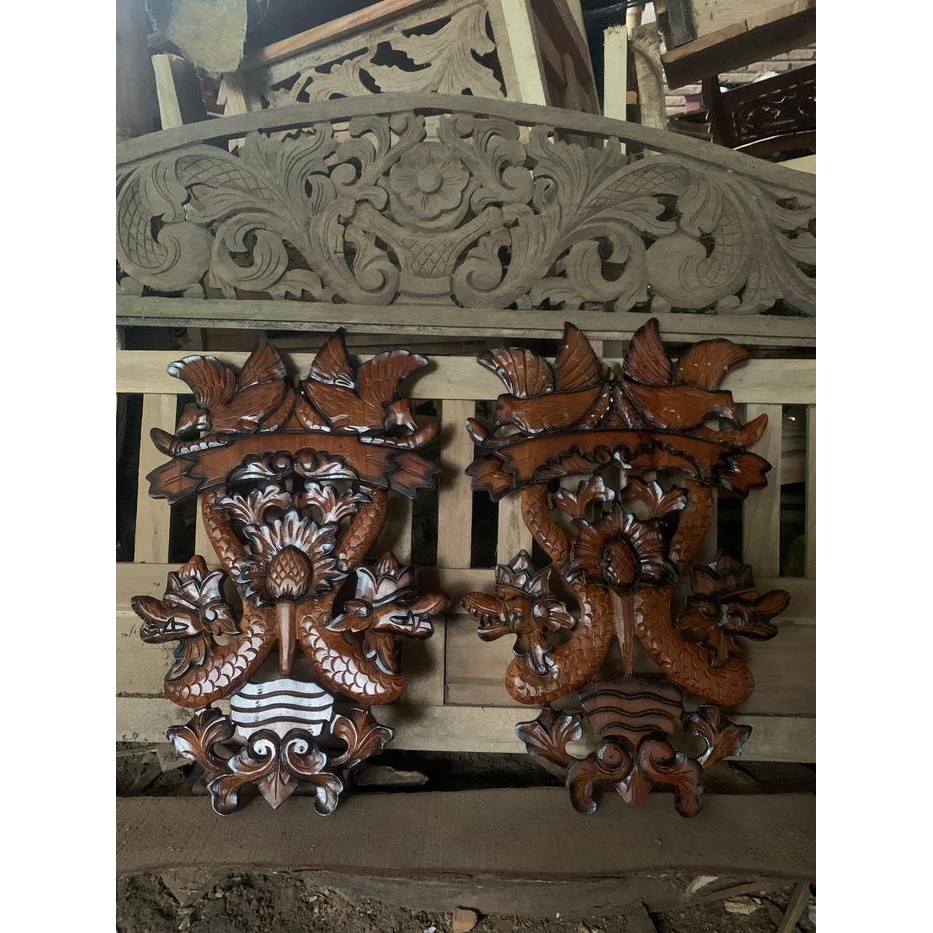 blawong pusaka isi 1 termurah dari kayu jati finishingan ukir naga kembar dan burung kembar termurah