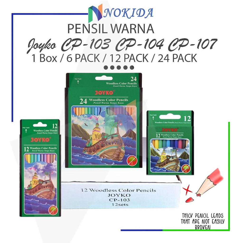 

Nokida Pensil Warna Panjang Joyko 12 Warna CP-103 [1 Box] / Alat Tulis Gambar / Colour Pencil / Pinsil Warna Pendek 12 Warna / Peralatan Gambar Mewarnai