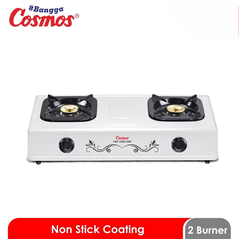 Cosmos Kompor Gas 2 Tungku CGC 5268 CEW Kompor gas Api Biru 2 Tungku Gas LPG