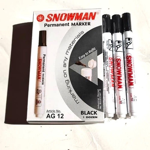 

AG12 Spidol Snowman Permanent Marker AG 12 / Tinta Permanen AG-12 - Hitam