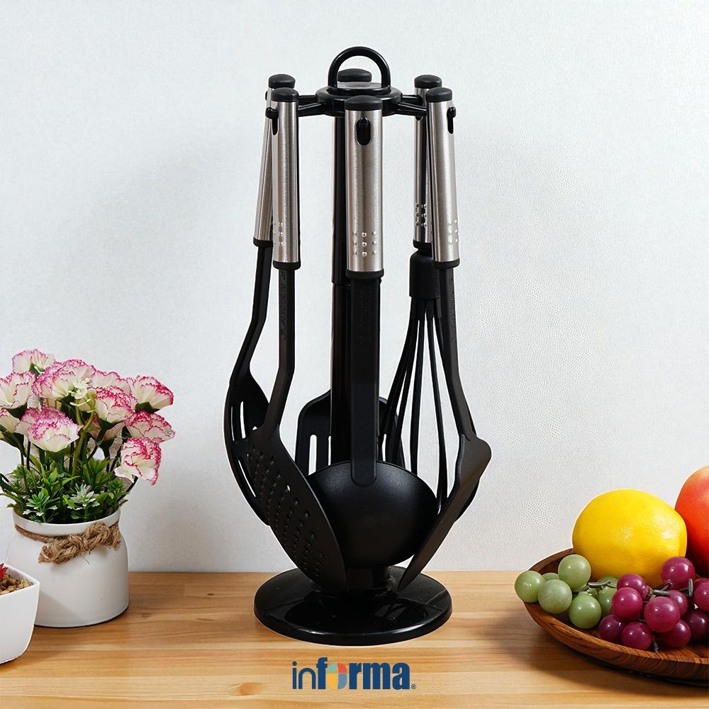 Informa Cooking Color Set 7 pcs Tancy Peralatan Masak Nylon Dengan Stand Cooking Utensils Set Perala
