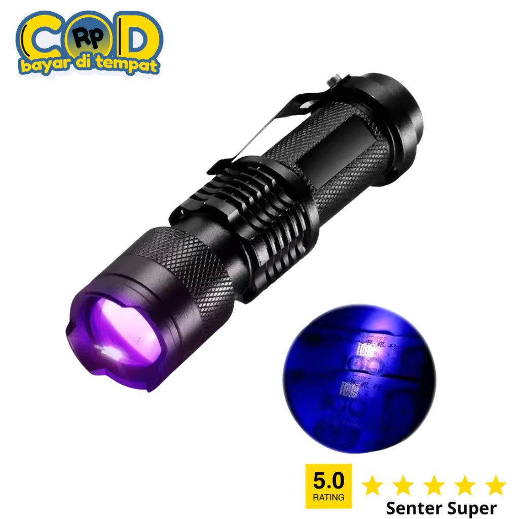 Senter Super Senter UV LED Flashlight Senter LED Ultraviolet 395 Terbaik Premium