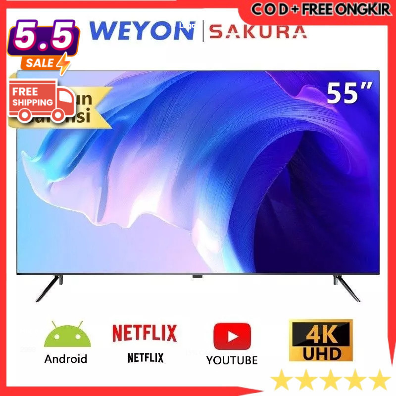 Android TV LED 32 43 50 55 inch Weyon Sakura Digital Smart TV /  FREE PACKING KAYU