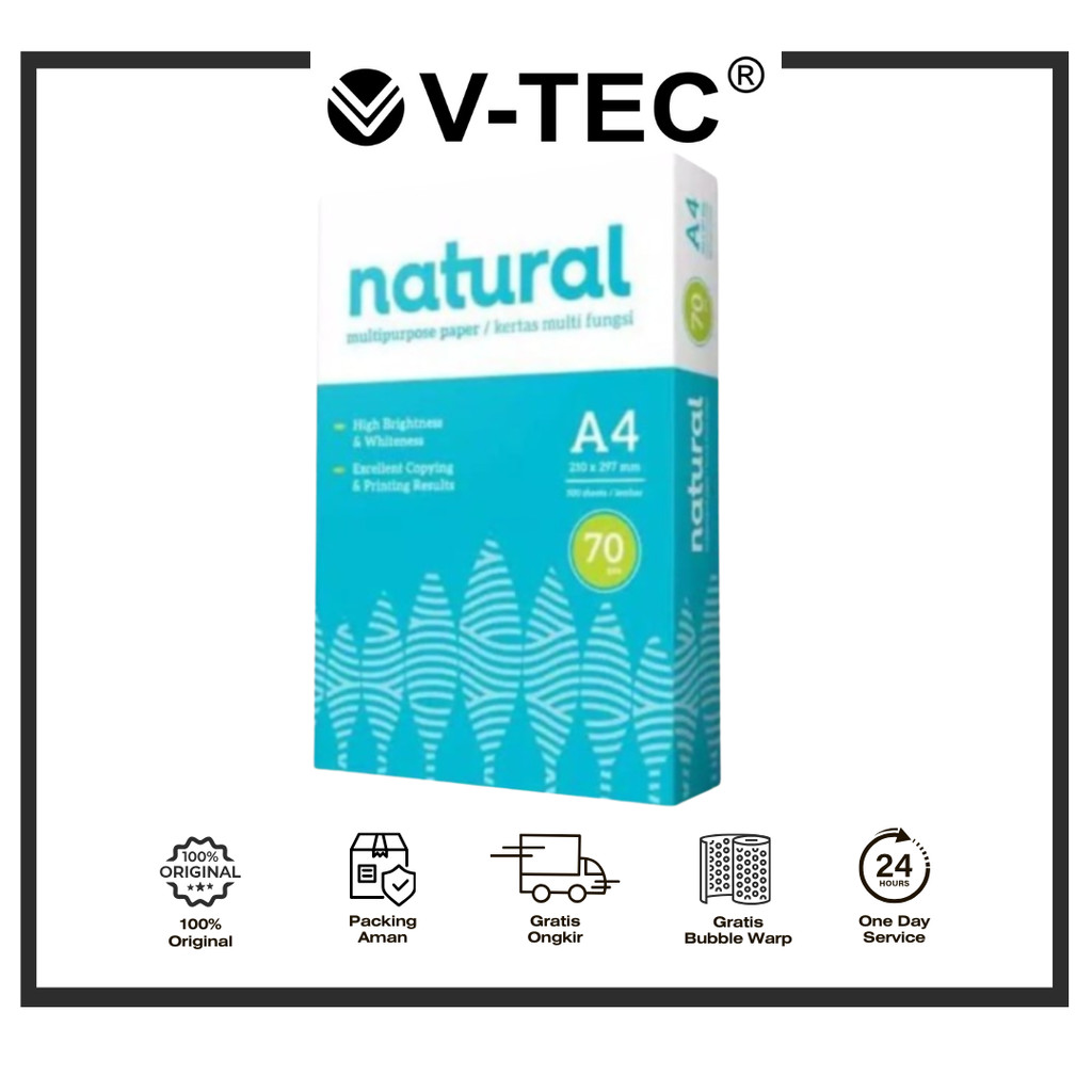 

KERTAS HVS NATURAL UKURAN A4 / F4 70 GRAM PER RIM