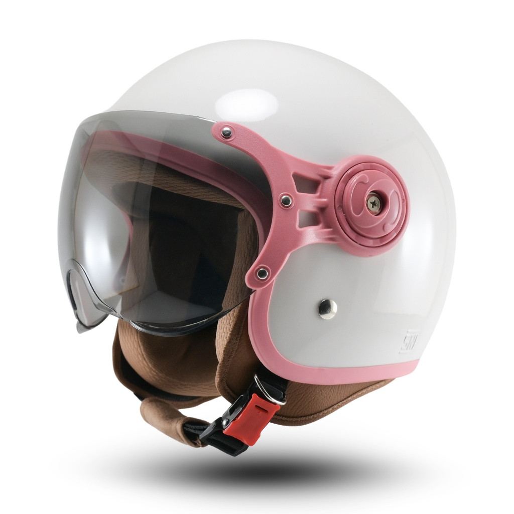Helm Anak Lunar Kids Solid BIP PLAST Helm Anak Retro Pilot Polos Kaca Pilot