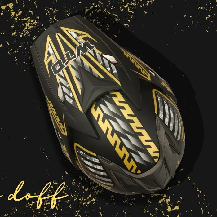 Helm Dewasa SNI WTO Unisex Cowo Cewe - WTO Pro Sight CROSS - Cross - Black Gold, All Size