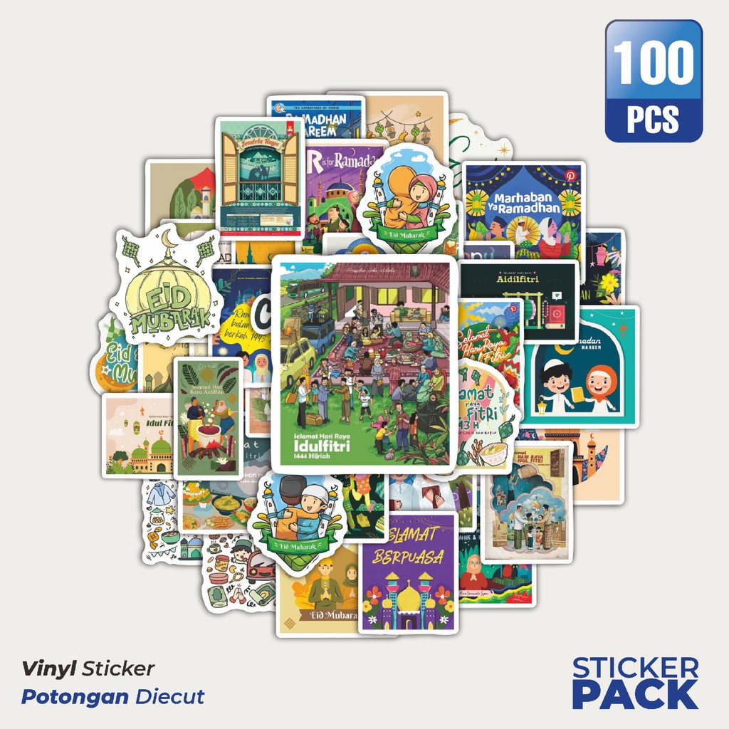 

Stiker Vinyl Stiker Tema Idul Fitri V3 Waterproof Aesthetic- Untuk Laptop, Motor, dan Helm - Paper Stationery Pack