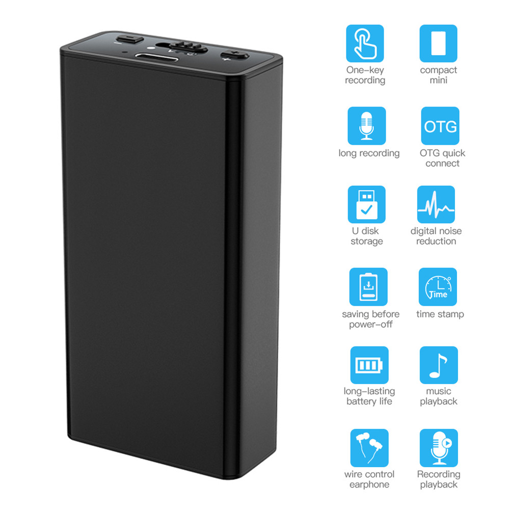 64G/32GB/16GB/8GB Audio Recorder Noise Reduction Voice Activated Recording Pen 192-1536kbit MP3 Play