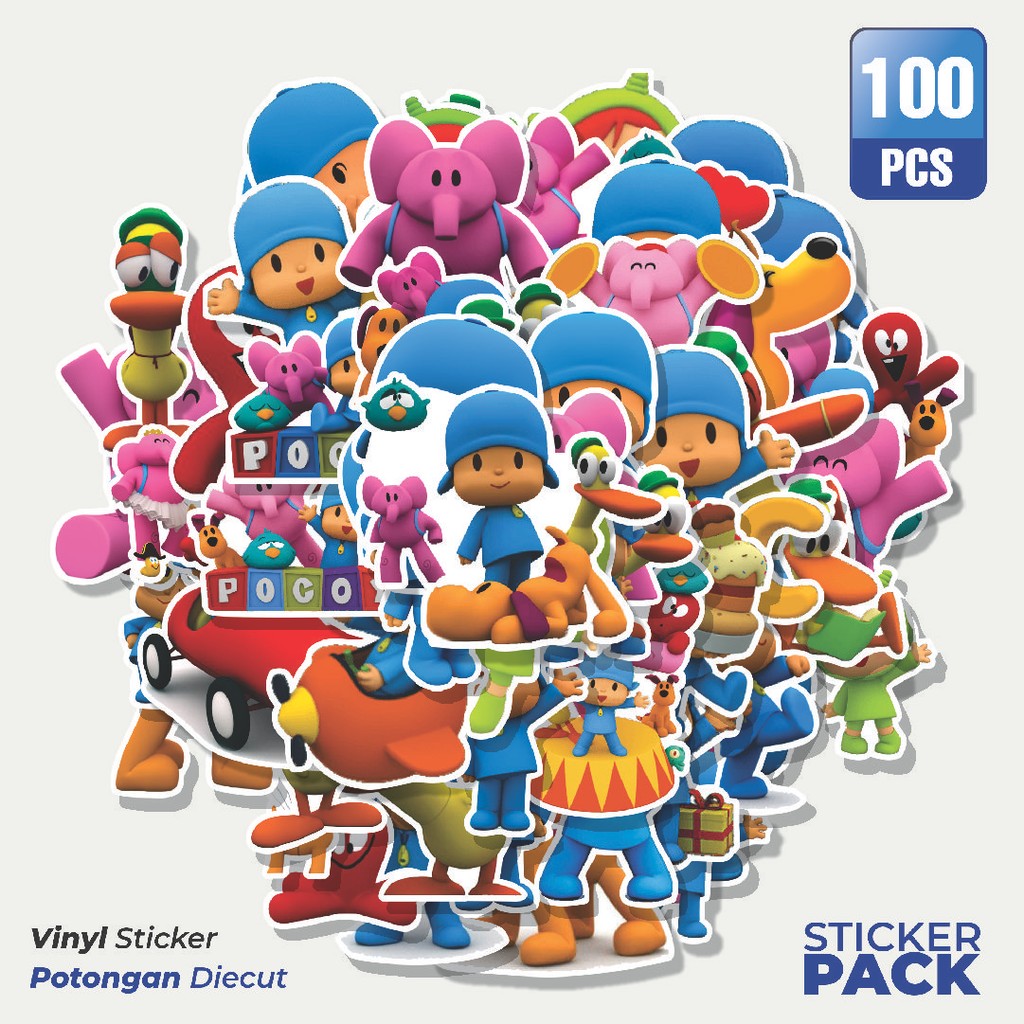 

MURAH 100 PCS Stiker Kartun Pocoyo Circus Waterproof Aesthetic- Untuk Laptop, Motor, dan Helm - Paper Stationery Pack
