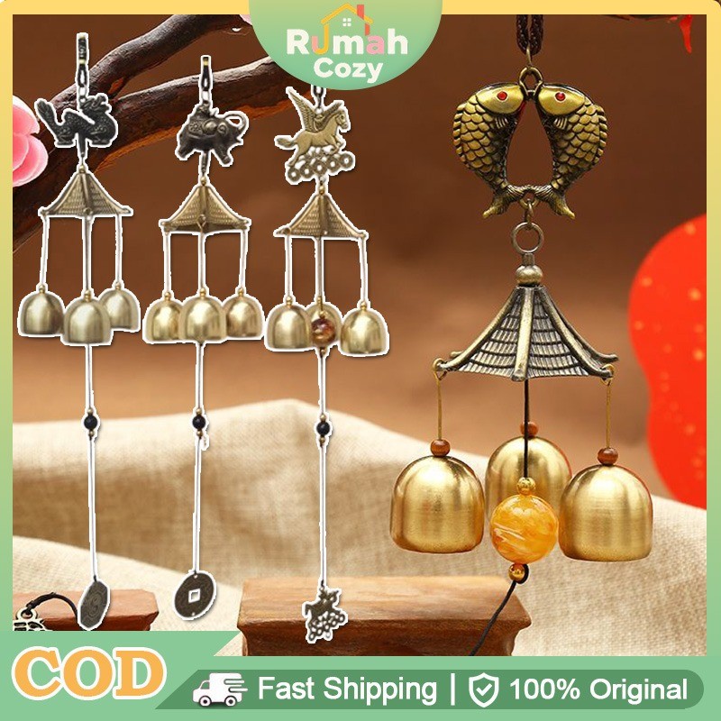Lonceng Angin Genta Angin Merak Naga Pixiu Ikan Kapal Tembaga Impor Fungling Wind Chime Wall Hanging