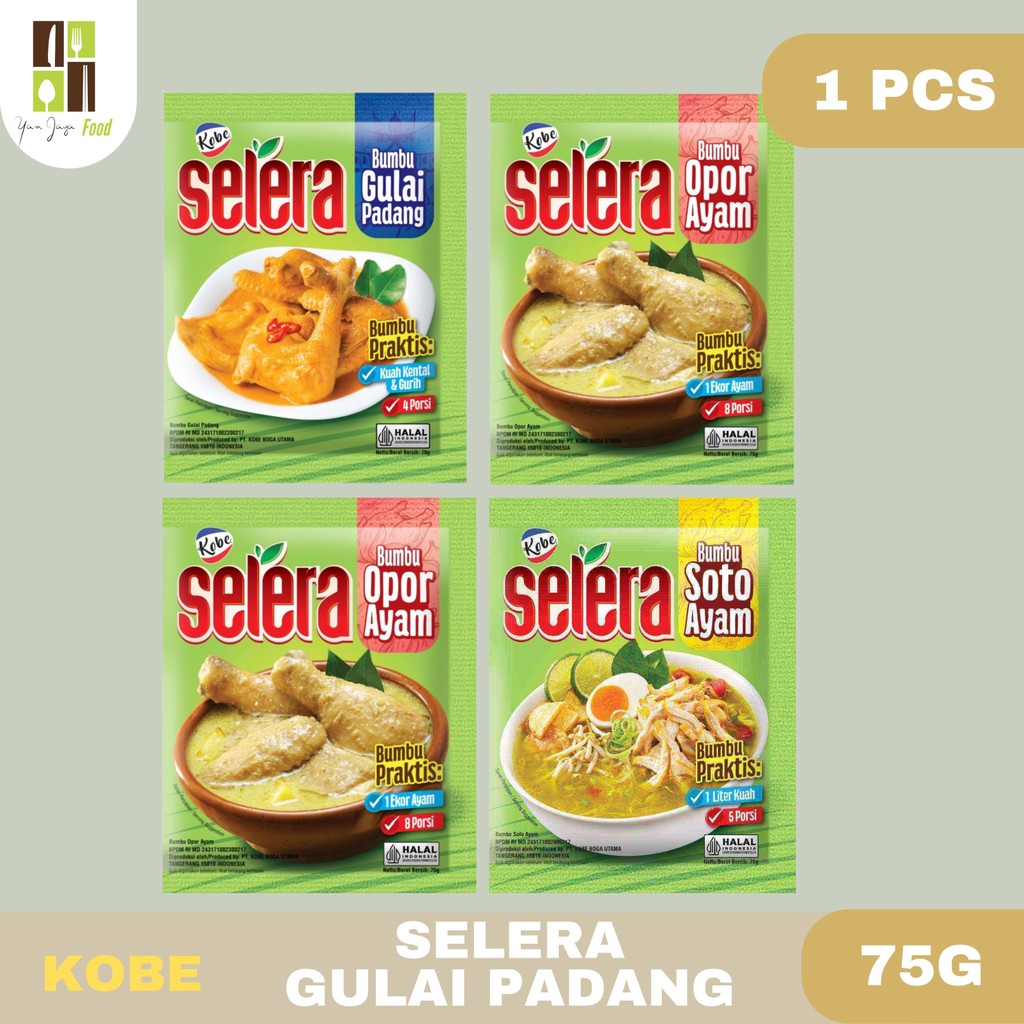 

Kobe Selera Bumbu Instan 70 g/75 g - 1 PCS Bumbu Gulai Padang / Opor Ayam / Sayur Lodeh / Soto Ayam / Bumbu Masak