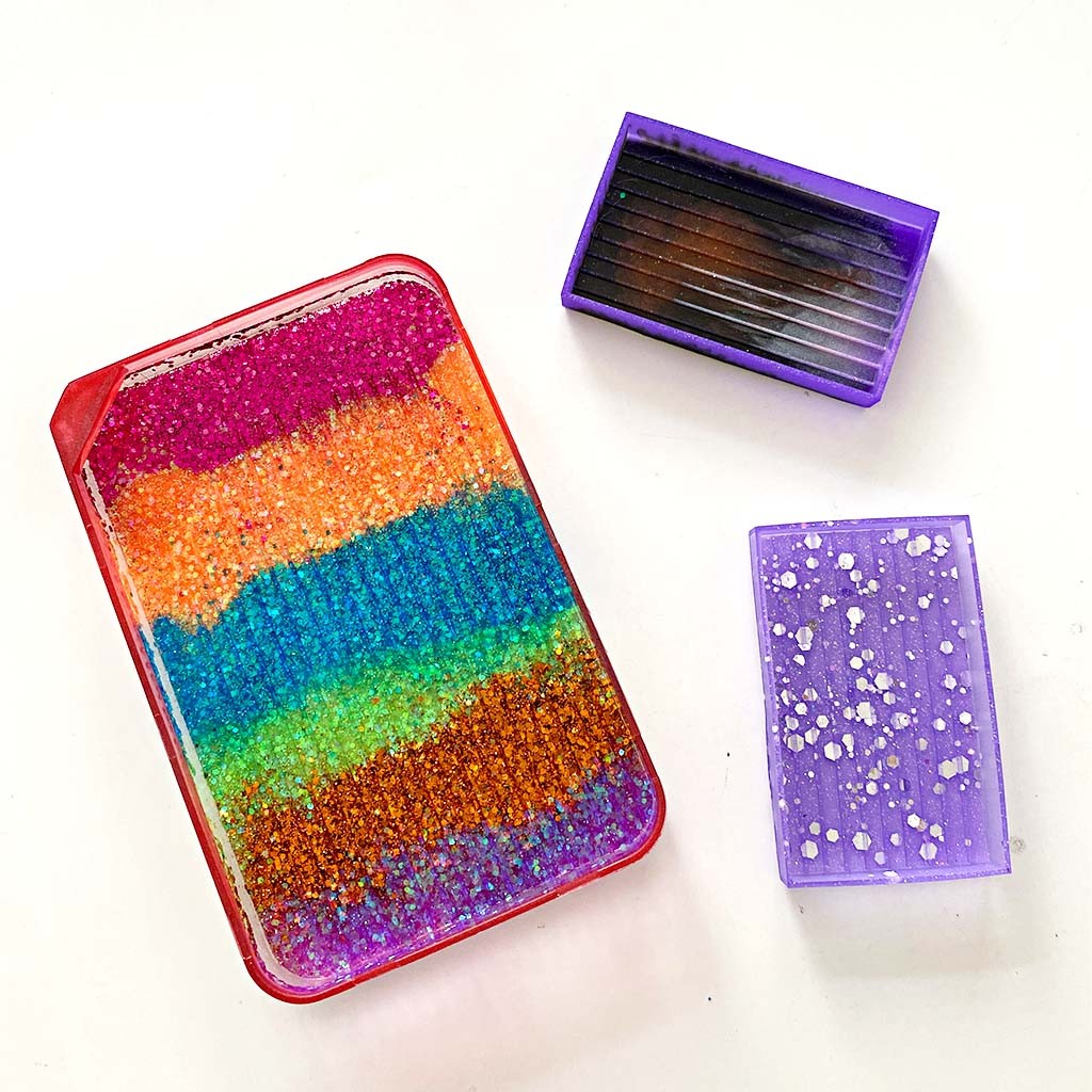

Diamond Painting Tray Small Large Size Glitter Rainbow Color Purple Black Color DIY Craft Handmade Drill Trays