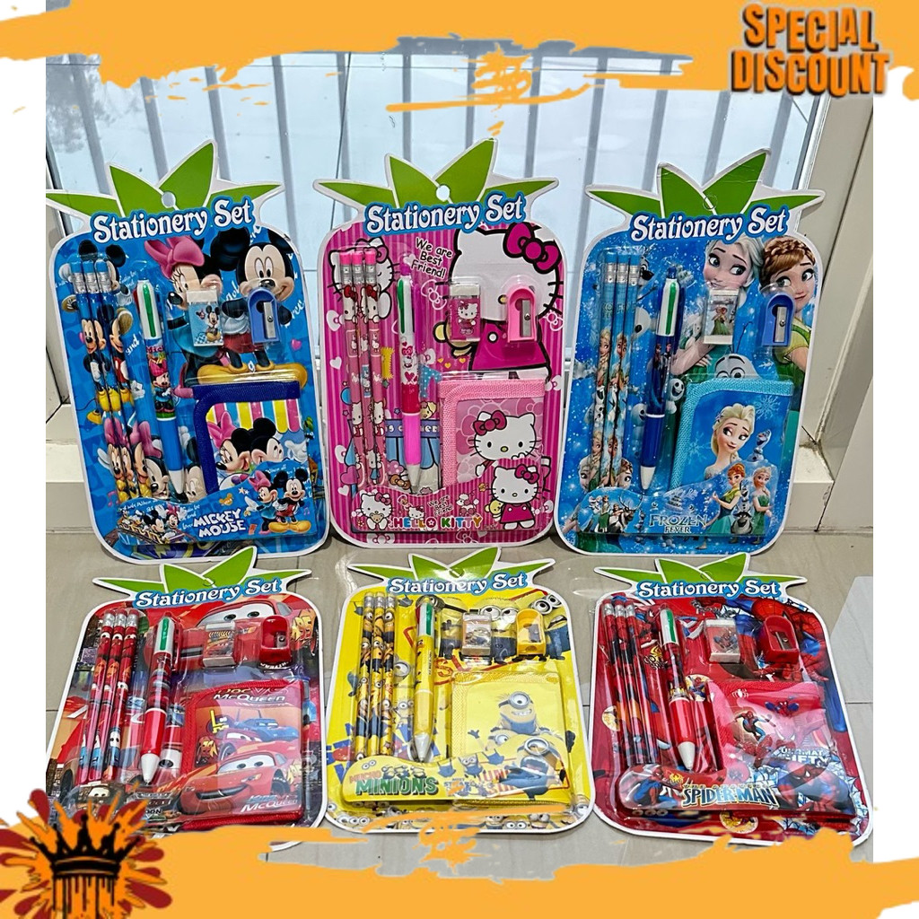 

BIGSALE NOW 9566 Stationery Set Karakter Lucu Anak | Alat Tulis Sekolah Frozen Mickey Hello Kitty Cars Spiderman Minions EVN