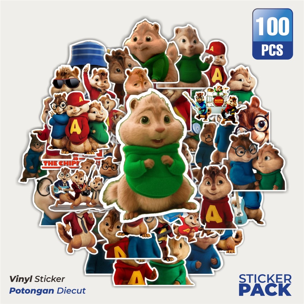 

MURAH 100 PCS Stiker Kartun Alvin & The Chipmunk Waterproof Aesthetic- Untuk Laptop, Motor, dan Helm - Paper Stationery Pack