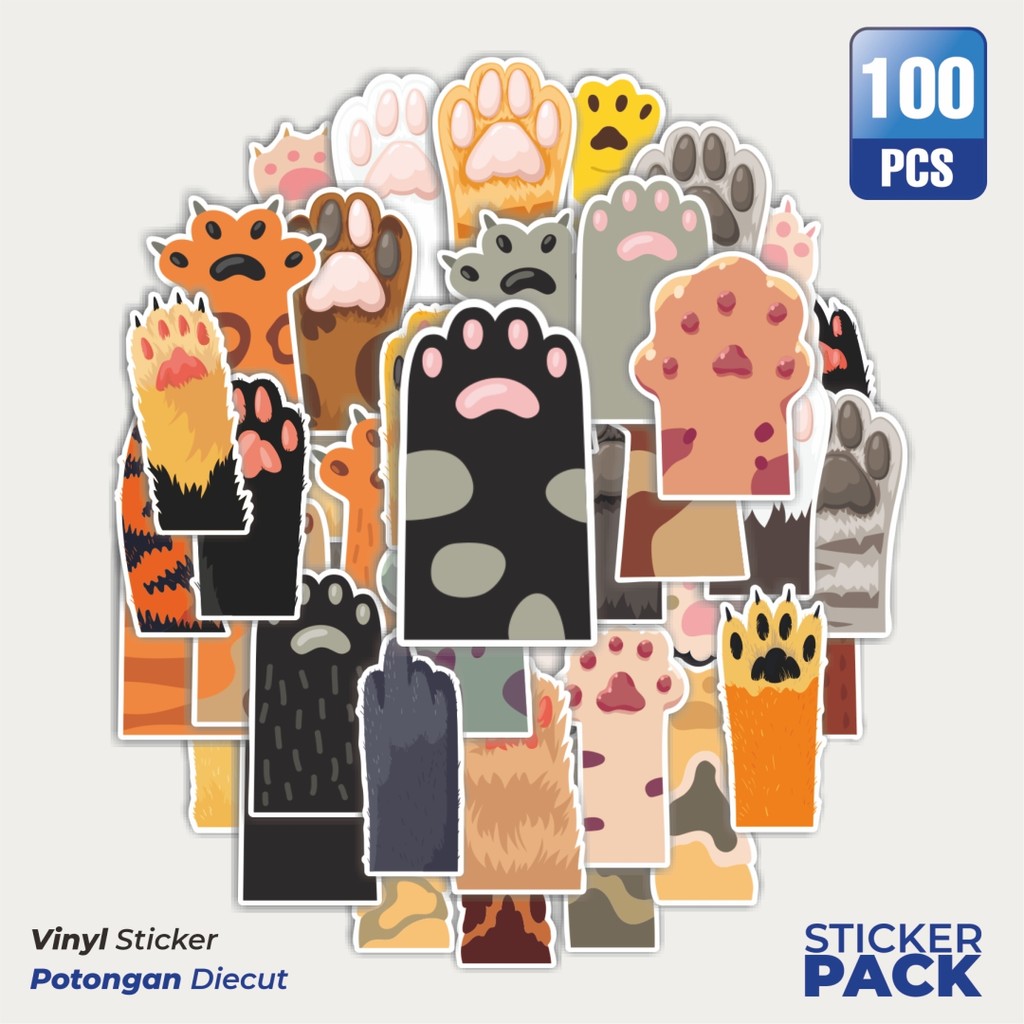 

MURAH 100 PCS Stiker Cute Animal Hand Paw [Cakar Tangan Hewan] Waterproof Aesthetic- Untuk Laptop, Motor, dan Helm - Paper Stationery Pack