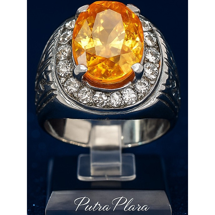 Cincin Batu Akik Safir Kuning Asli Mewah Pria | King Safir Asli I Akik King Saphire Premium Fahion P