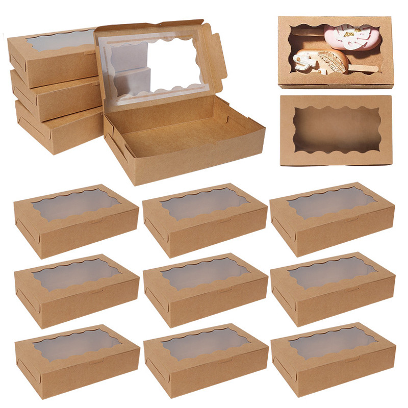 

5-20pcs Gift Boxes With Window Birthday Party Chocolate Candy Cookie Gift Packaging Wedding Supplies Baby Shower Decor