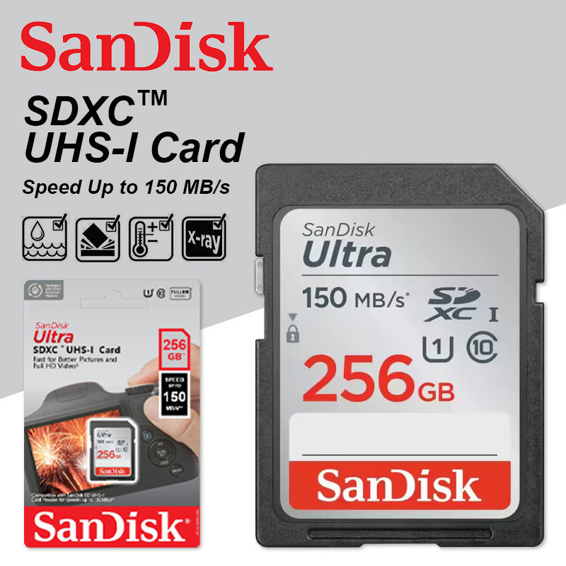 Sandisk Ultra 256GB SD Card 128GB 64GB 32GB 16GB Memory Card Class 10 UHS-I SDXC Card For Camera 140