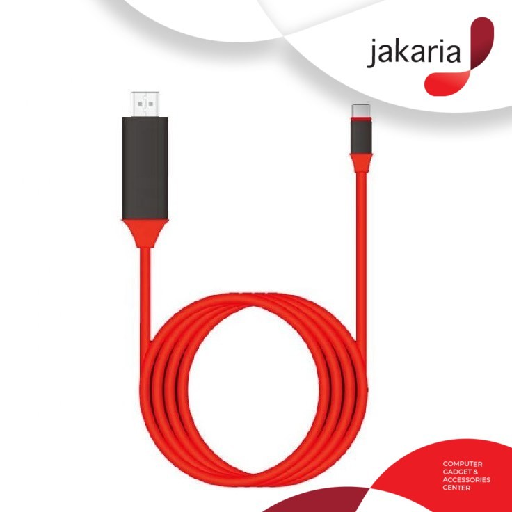 FUF Kabel HP ke TV Type C to HDMI TV Proyektor 2m USB Type C to HDMI panjang2 meter Thunderbolt 3 Co