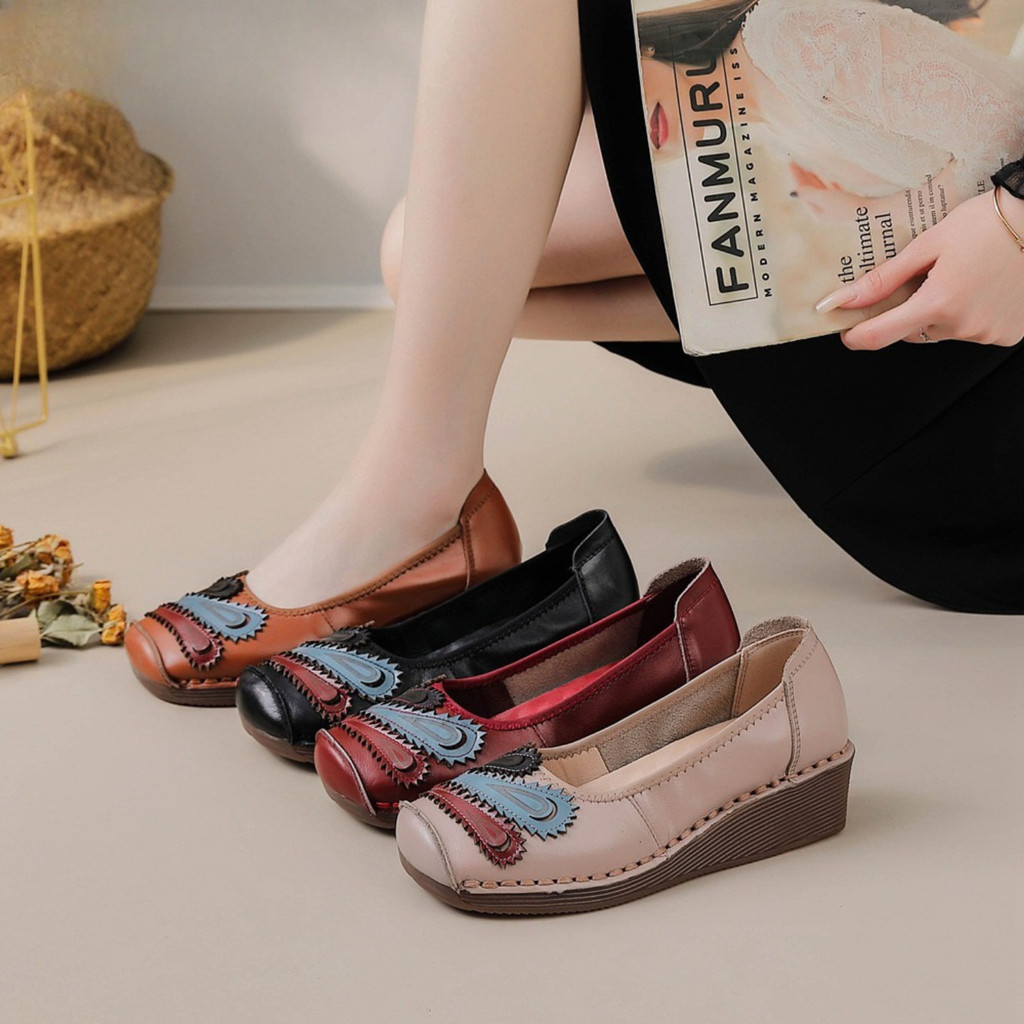 Sepatu clarks New wanita  pita melati Shoes woman clarkts kulit asli melati Shoes Tinggi 5cm