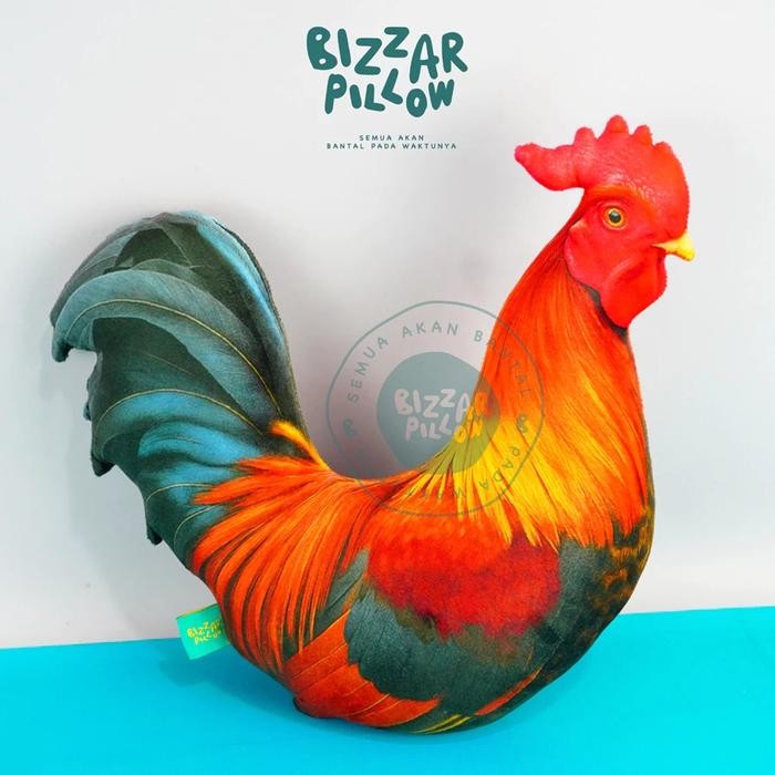 Bizzarpillow Bantal Karakter Ayam Jago | Cemani Size M BZ476 - Ayam jago