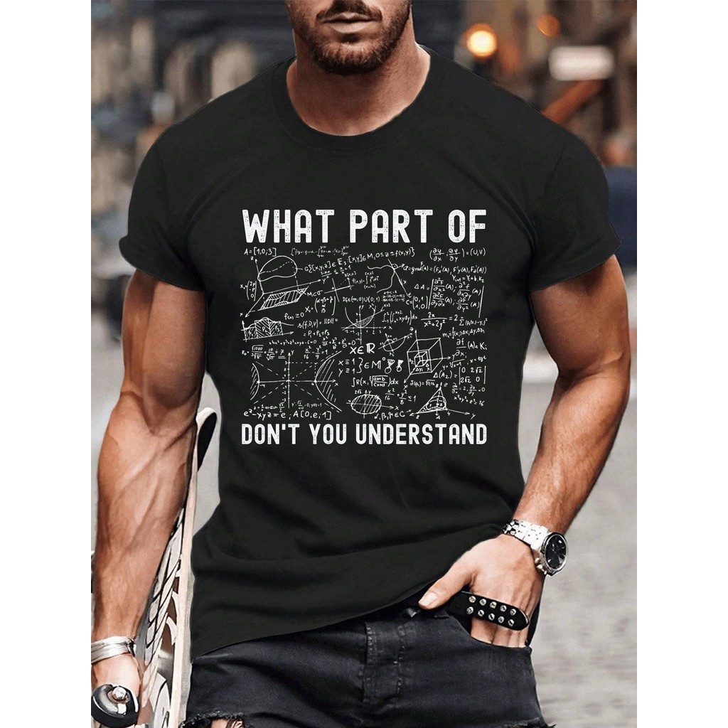 Kaos Pria Algoritma Grafik Katun Pendek Kasual Musim Panas Fashionable