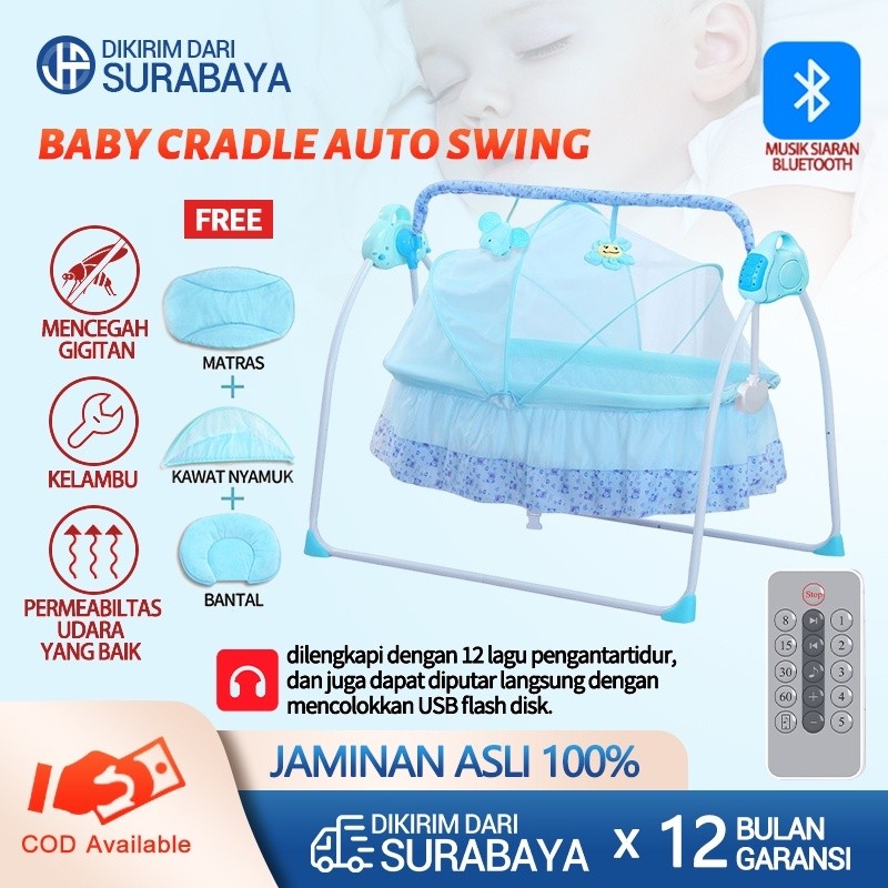 Ayunan Bayi Elektrik Otomatis kendali jarak jauh Start Deluxe Portable Baby Swing Rocker Bouncer / a
