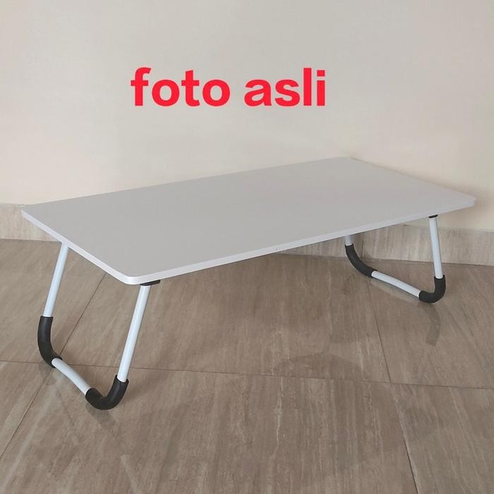 meja belajar lipat /meja laptop /meja lesehan Kayu Table Furniture - minimalis 80 x40, putih