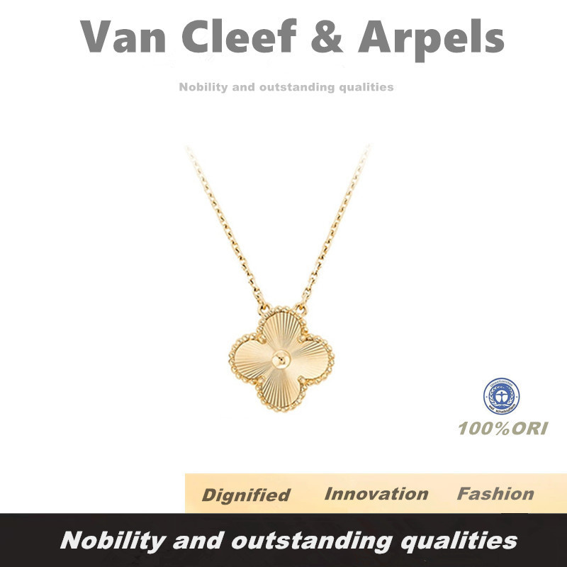 [100% Original]Van Cleef & Arpels Alhamdra Four Leaves Lucky Series Pendant,Kalung Wanita,Clover,Kal