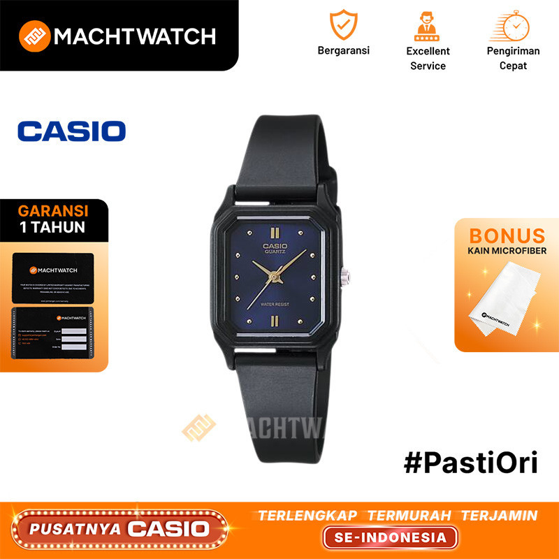 Jam Tangan Unisex Casio Standard LQ-142E-2ADF LQ142 LQ-142E Blue Dial Black Rubber Band