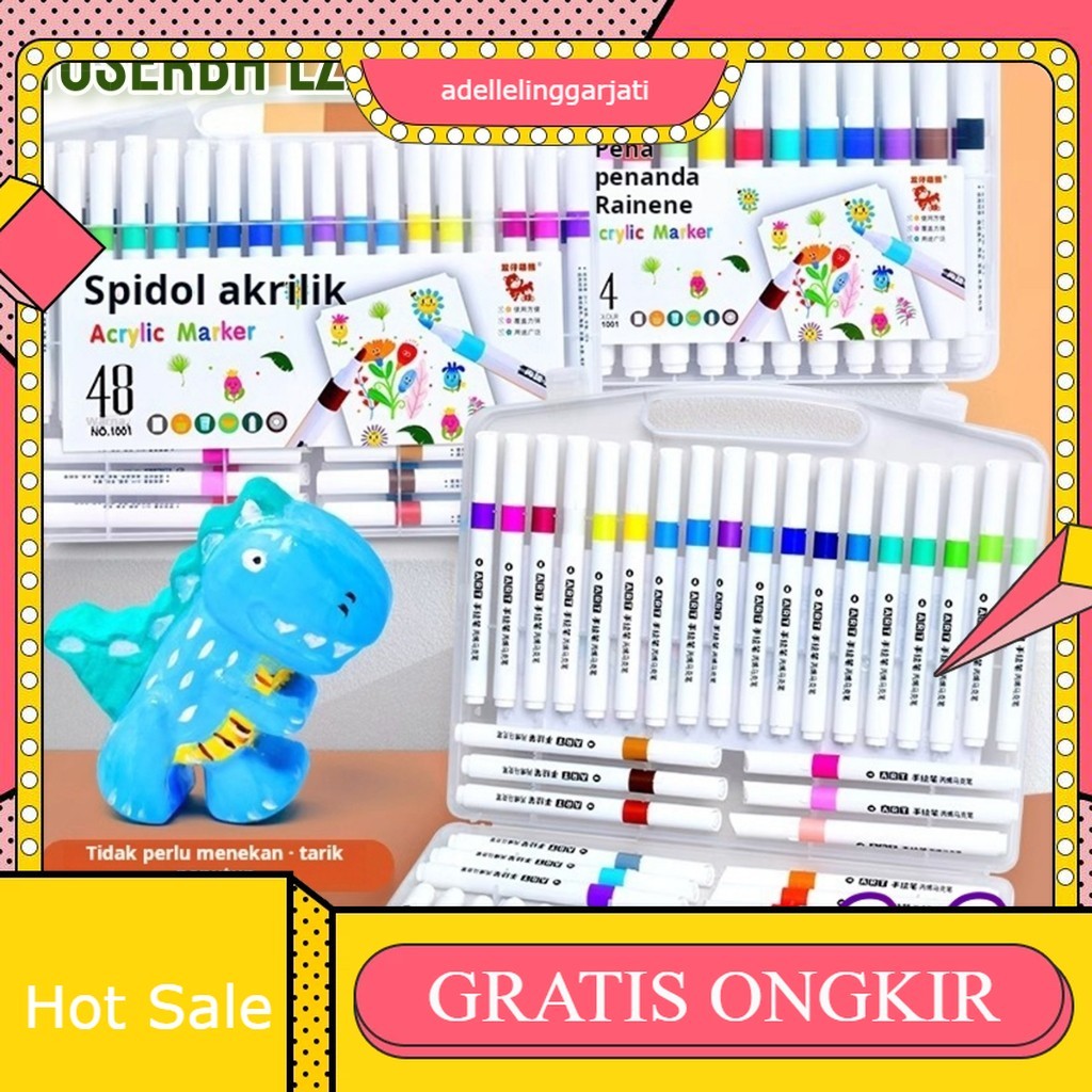 

Pena spidol akrilik seni khusus anak-anak tahan air dan tidak tembus warna kuas warna susun DIY untuk pelajar