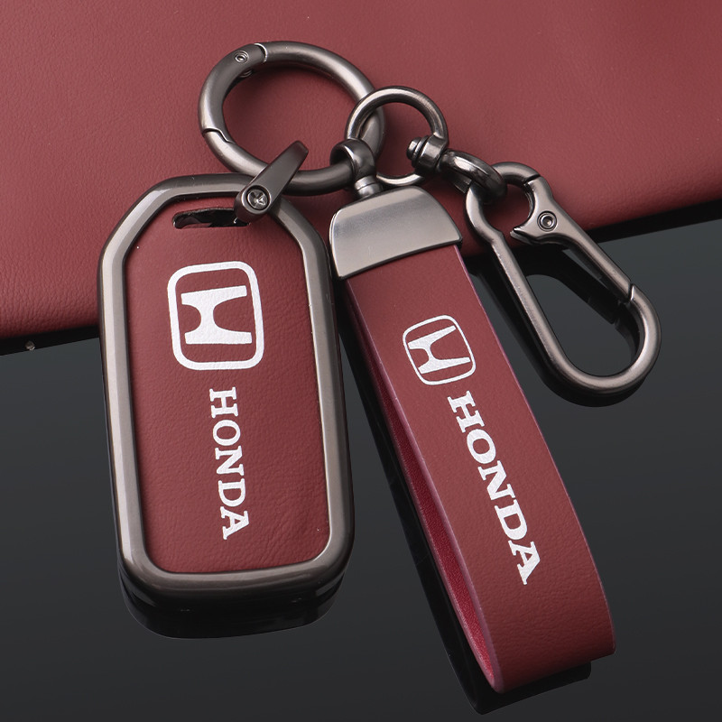 Zinc Alloy Leather Car Smart Key Case Cover Protector Shell Fob for Honda Vezel City Civic Jazz BRV 