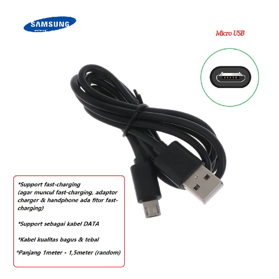 (hitam) Usb micro cable charger samsung S6 / S6 DUOS (SM-G9200/SM-G9208/SM-G9209/SM-G920) - S6 EDGE 