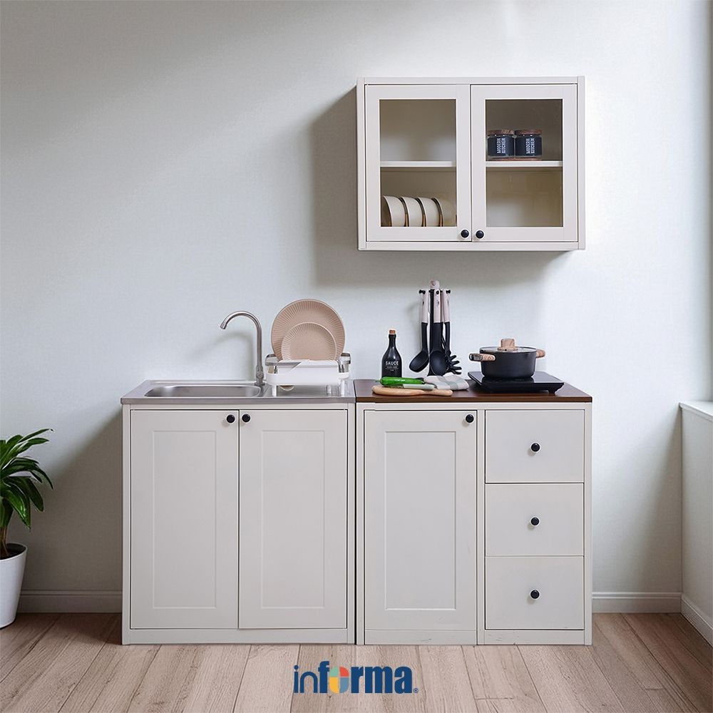 Informa Scott Kitchen Set Metal - Putih Lemari Kabinet Dapur Serbaguna Kitchen Storage Tempat Penyim