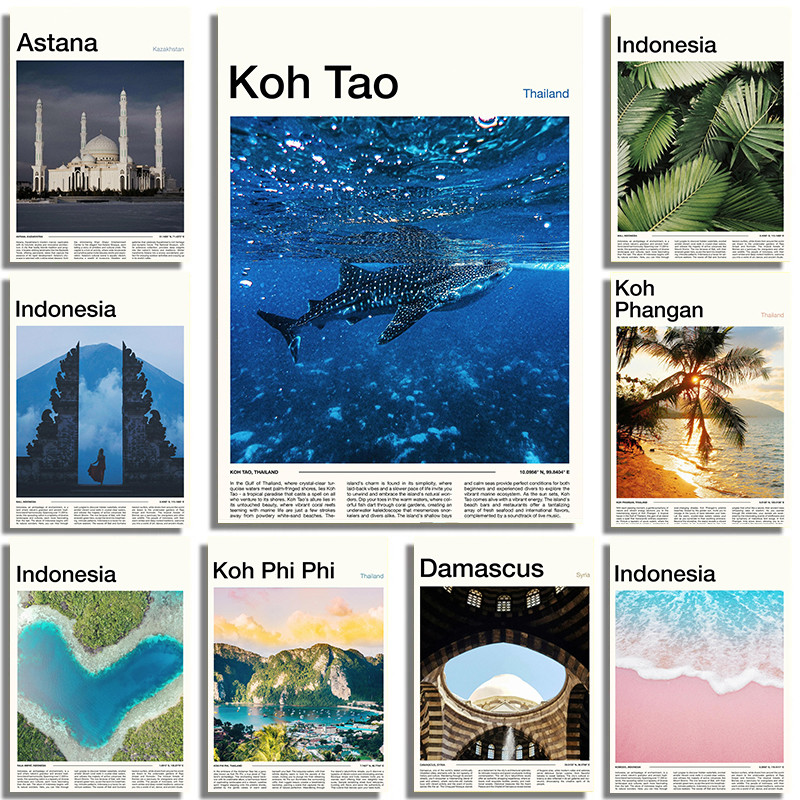 

Modern Classic Asian Tourist Sanctuary Landscape Art Poster Canvas Printing Living Room Sofa Background Wall Decoration Painting