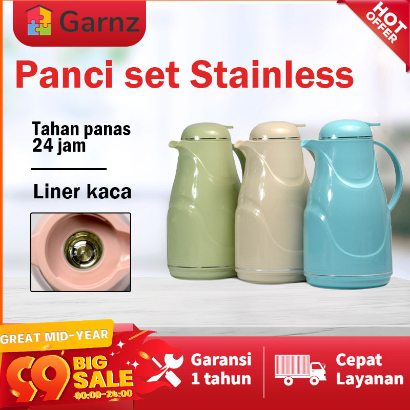 1300ML TERMOS AIR PANAS BAHAN KACA LUAR PLASTIK WATER JUG 1.3 LITER BESAR